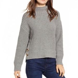 Madewell Mock Neck Side Button Chunky Knit Sweater Small